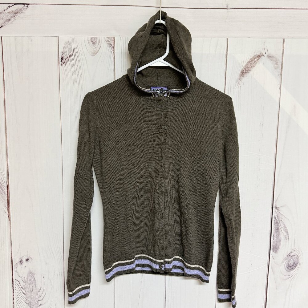 Patagonia Women’s Marjorie Hooded Sweater Est. Small Brown Merino Wool GUC